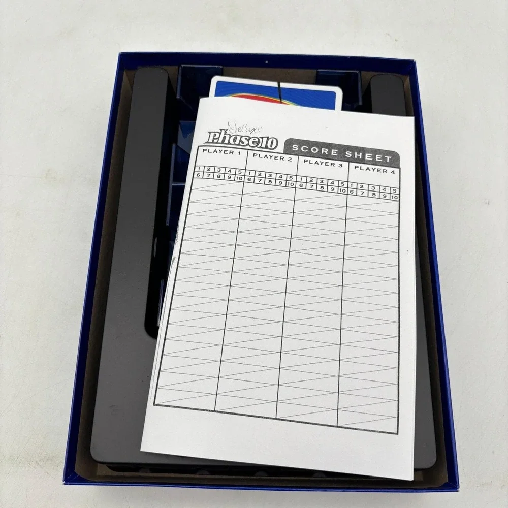 Phase 10 Deluxe Card Game Fundex Special Card Holder Scorepad COMPLETE